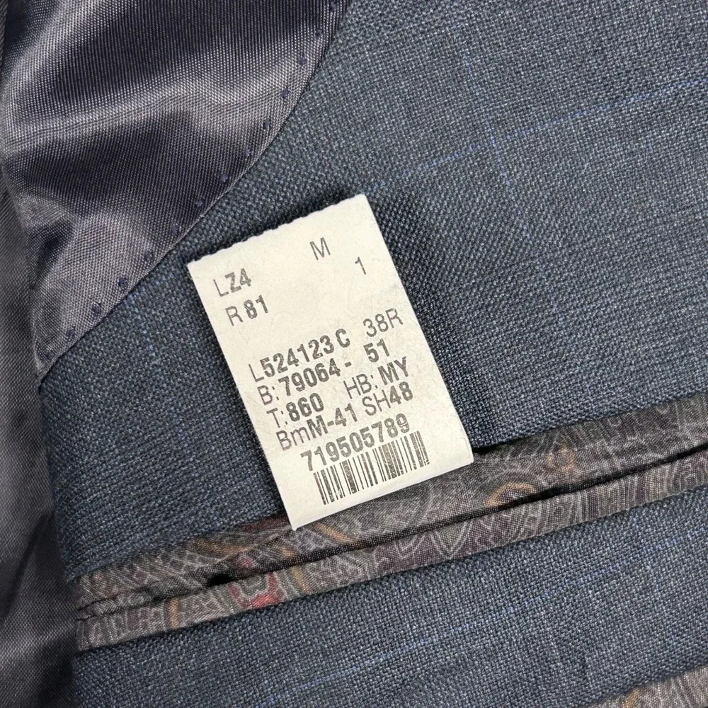Lauren Ralph Lauren Blazer Windowpane Plaid  100% Wool Charcoal Gray Mens 42R